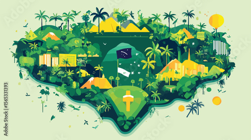 Brazil Country Poster Vector Illustration