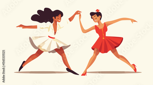 Authentic Brazilian Dancers Couple in Vibrant Flat Vector Style