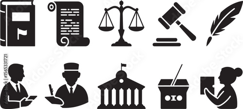 Abstract Silhouette of Scales of Justice with Cat Illustration Elements Design