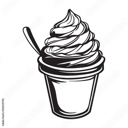 Silhouette of an ice cream vector logo illustration, Minimalist cup ice cream logo vector art illustration