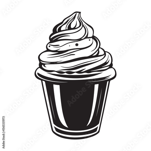 Silhouette of an ice cream vector logo illustration, Minimalist cup ice cream logo vector art illustration