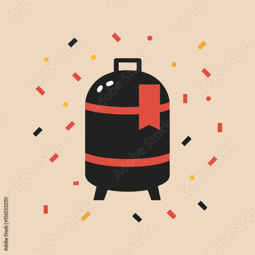 Beer Keg With Party Confetti Silhouette