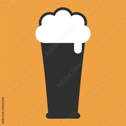 Beer Pint Glass With Foam On Top Silhouette