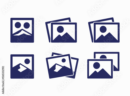 Simple design photography icon set vector.  Gallery icon set. Image gallery. Picture symbol .Photo signs. Silhouette of an image, Photo album icon. Vector illustration. picture icons, gallery icons.