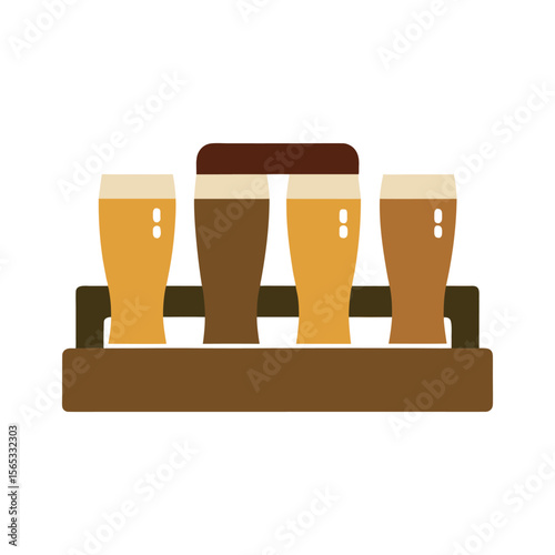 Beer Flight Sampler With Tasting Glasses Silhouette