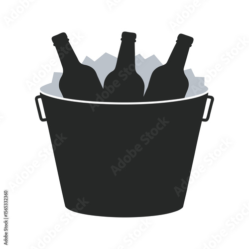 Beer Bottles In Ice Bucket Silhouette Art