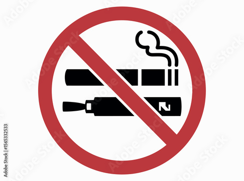 No Smoking and Vaping Allowed Signs. Cigarette and E-Cig Prohibition Symbols. Smoking Area Vector Illustration. no smoking, no vaping, smoking ban, vaping ban, warning, health, public place, tobacco.