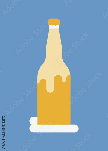 Opened Beer Bottle With Cap Flying Illustration