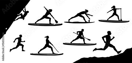 silhouette of people doing sports 