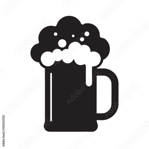 Beer Mug Filled With Foamy Head Illustration