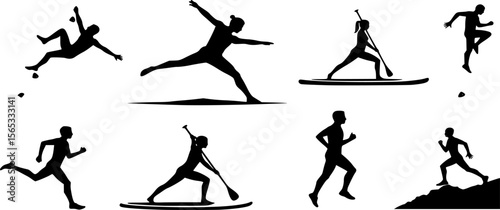 silhouette of people doing sports 