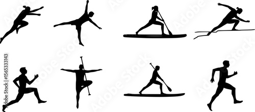 silhouette of people doing sports 