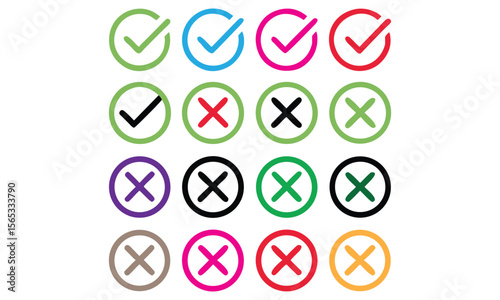 Checklist and Tick Cross Icon Set