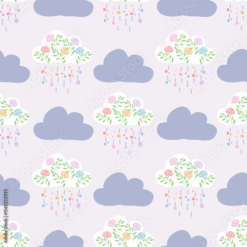 Pattern of clouds and flowers design