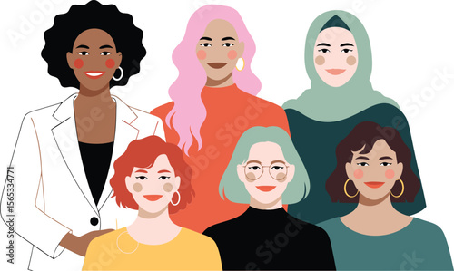 Diverse Group of Women Illustration Empowerment, Feminism, and Multicultural Representation in Art