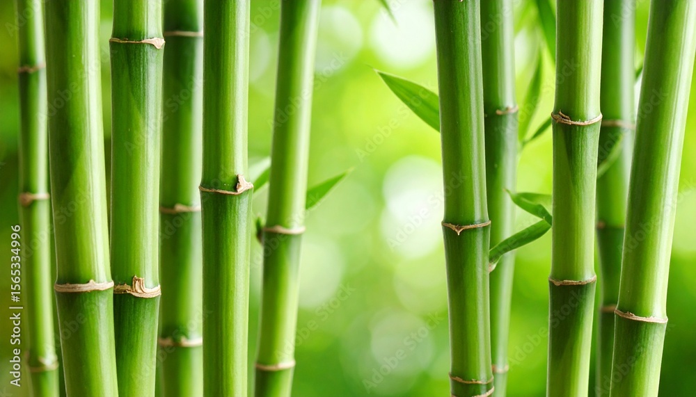Fototapeta premium Lush Green Bamboo Forest Background Image for Wellness.