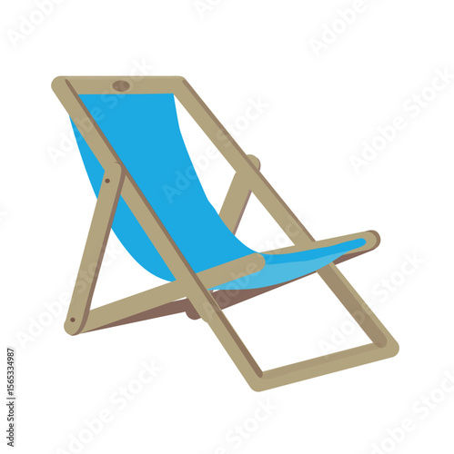 Foldable wooden outdoor lounge chair with fabric seat. Ideal for garden, patio, beach, or camping. Minimalist design made from natural materials. Comfortable, lightweight, easy to store or transport