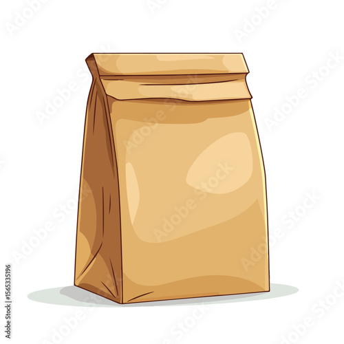 Hand-Drawn Cartoon Vector Illustration of a Brown Paper Bag