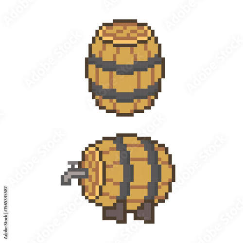 wooden barrel icon pixel art