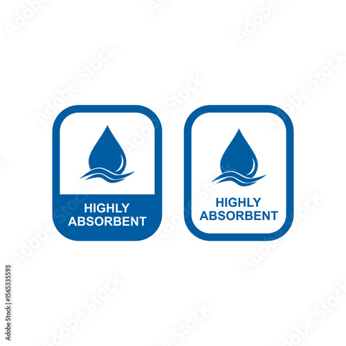 Highly absorbent icon design featuring a water drop and waves, perfect for products requiring superior liquid absorption.