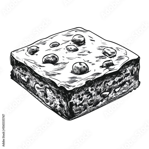 Delightful Brownie Cartoon Vector and Illustration in Black and White