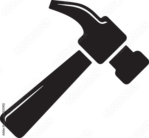 Hammer Icon Silhouette Vector Illustration on Transparent Background