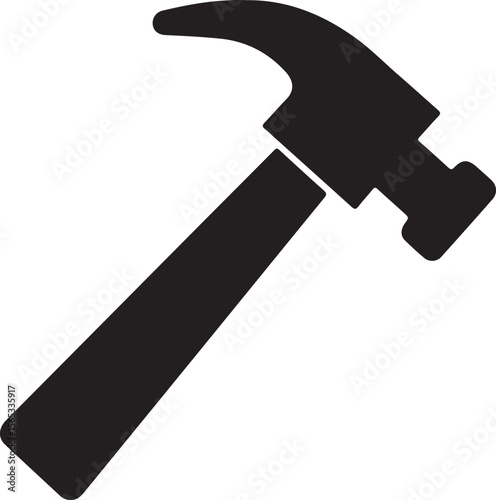 Hammer Icon Silhouette Vector Illustration on Transparent Background