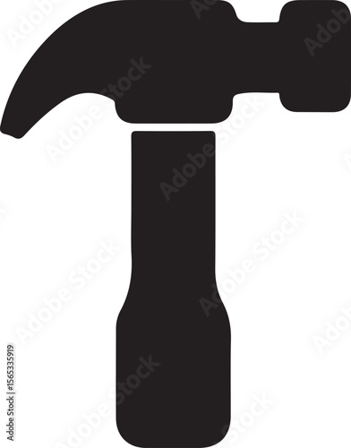 Hammer Icon Silhouette Vector Illustration on Transparent Background