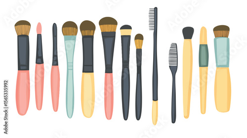 Professional Makeup Brush Hand Drawn Element Vector Illustration