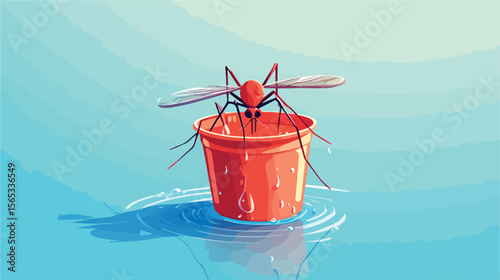 Stagnant Water in Bucket with Dengue Mosquito Focus