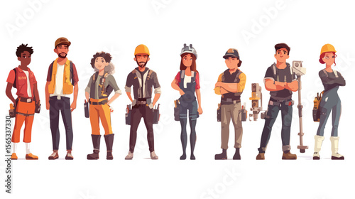 Professional Builders Group Avatars Vector Illustration