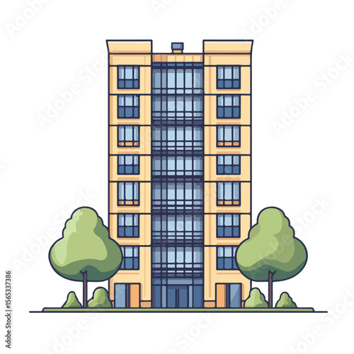Hand Drawn Cartoon Vector Illustration of a Building