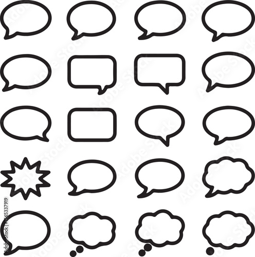 A versatile vector illustration set of comic speech bubbles and thought clouds for communication and chat