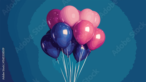 Colorful Bunch of Balloons Decoration Flat Vector Illustration