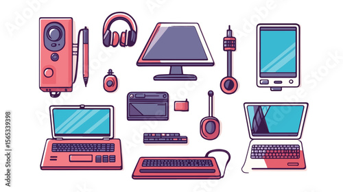 Bundle of Computer and Technological Devices for Modern Workspaces