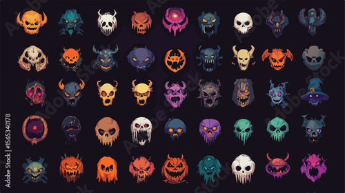 Vibrant Halloween Icon Set Bundle for Festive Designs