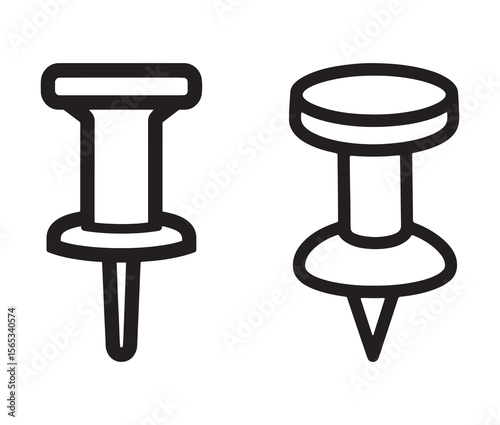 Simple outline push pin icon. 