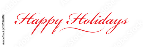 Happy holidays calligraphy phrase. Modern graphic vector greeting card. Christmas and New Year ink text illustration isolated on white. Hand lettering inscription to winter holiday design . EPS 10 .