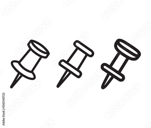 Simple outline push pin icon. 