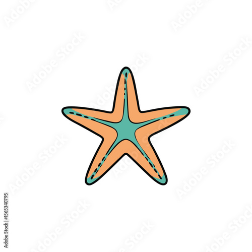 Vector art of a colorful starfish is isolated on white background