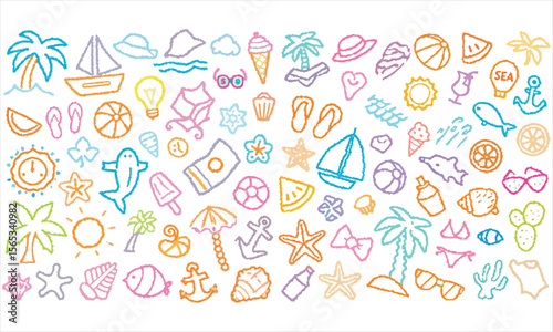 Summer Party geometric poster with simple geometry shapes and figures .