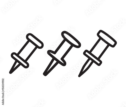 Simple outline push pin icon. 