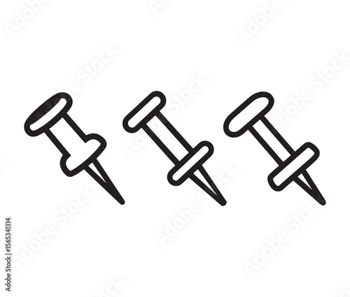 Simple outline push pin icon. 