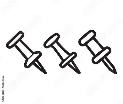 Simple outline push pin icon. 