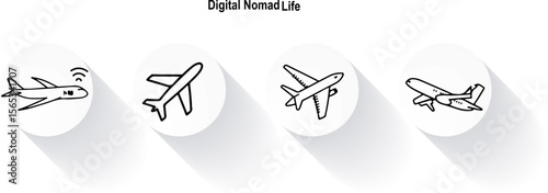 Abstract vector illustration of an airplane symbol set for business and travel design