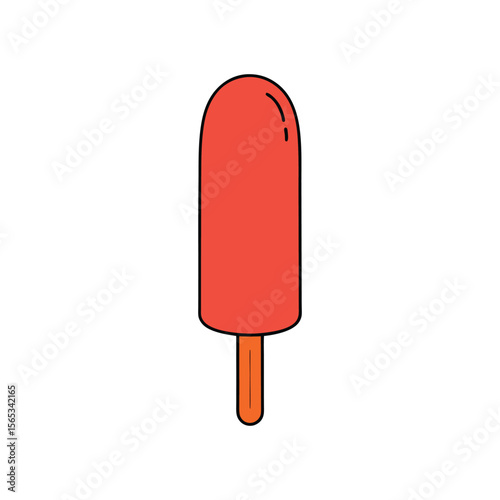 Vector art of a red popsicle on a stick is isolated on white background