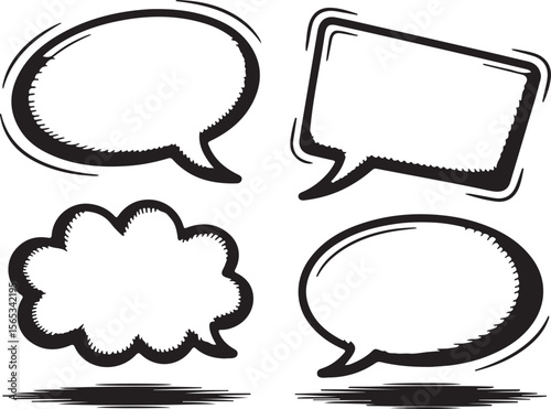 A vector set of comic speech bubbles and thought clouds for communication design