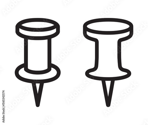 Simple outline push pin icon. 