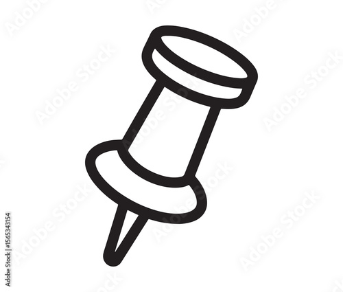 Simple outline push pin icon. 