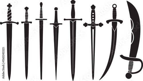 Antique crossed metal swords with sharp blades and vintage handles, a perfect medieval weapon illustration